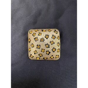 Vintage gold‎ tone leopard print brooch pin Amber rhinestones